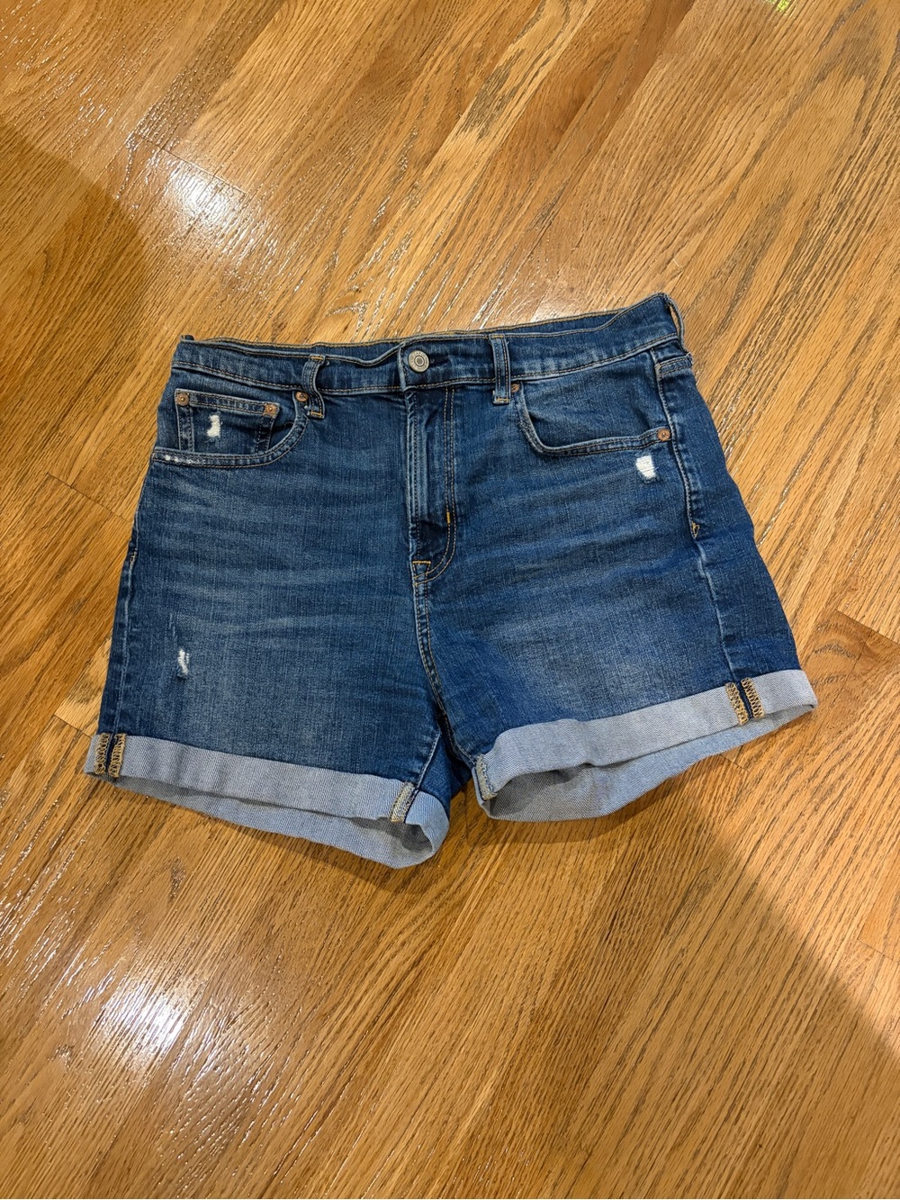 GAP Women's Dark Blue Rolled Cuff Denim Shorts